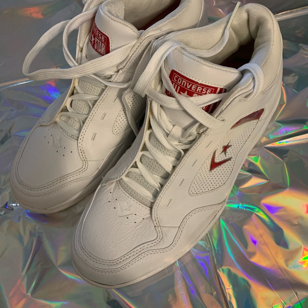 Converse White and Red High-Top Sneakers